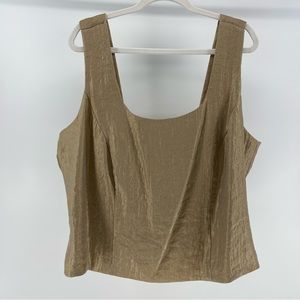 Dressbarn Gold Metallic Sleeveless Bustier Style Formal Top, Women’s 20W
